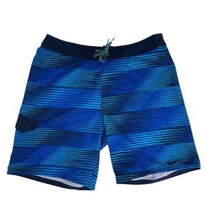 Nike Mens Blue Polyester Board Shorts Swim Trunks NESS7451 9” Size 36